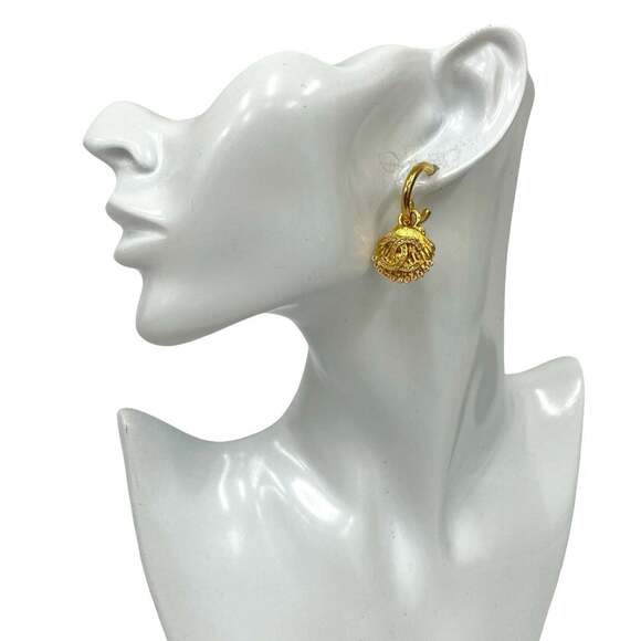 CHANEL Gold Logo Earrings